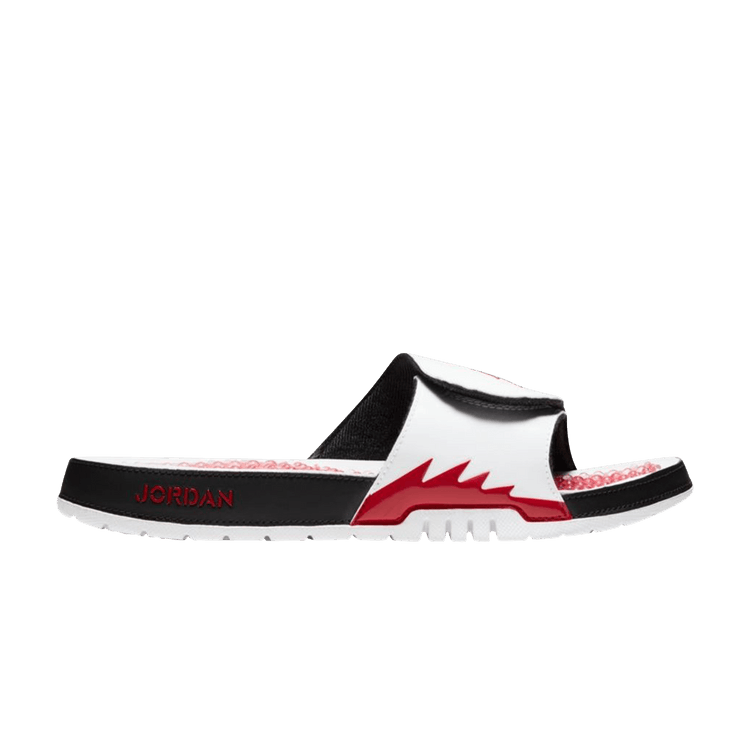 Jordan Hydro 5 Retro Slide White Fire in Red - product image from the listing.