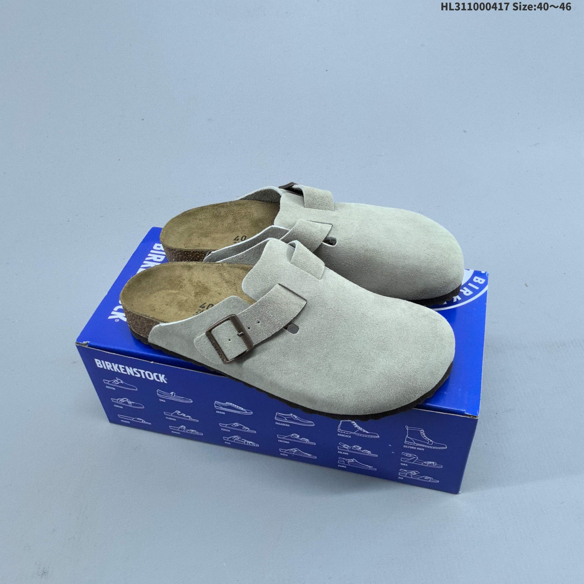 Suede Birkenstock Boston Clog-Style Sandals - product image from the listing.