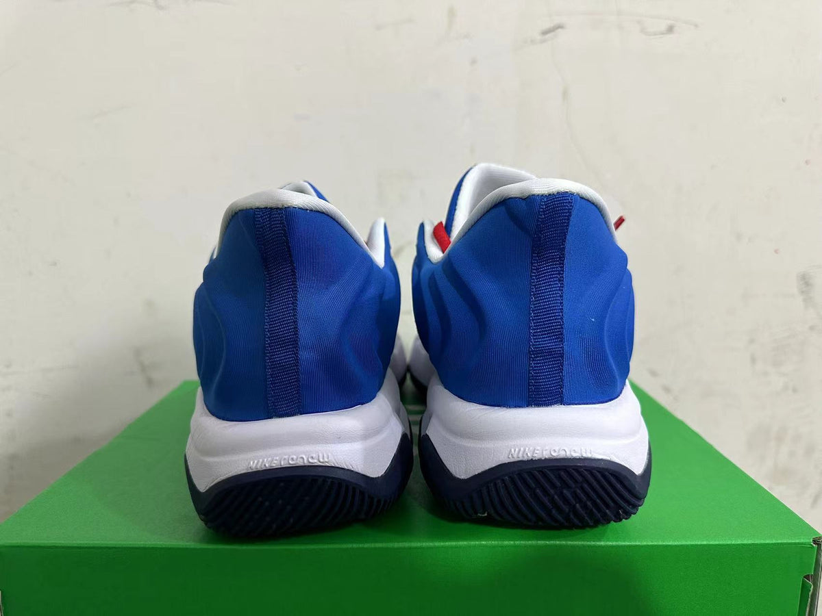Nike Basketball Shoes in White Blue Red - product image from the listing.