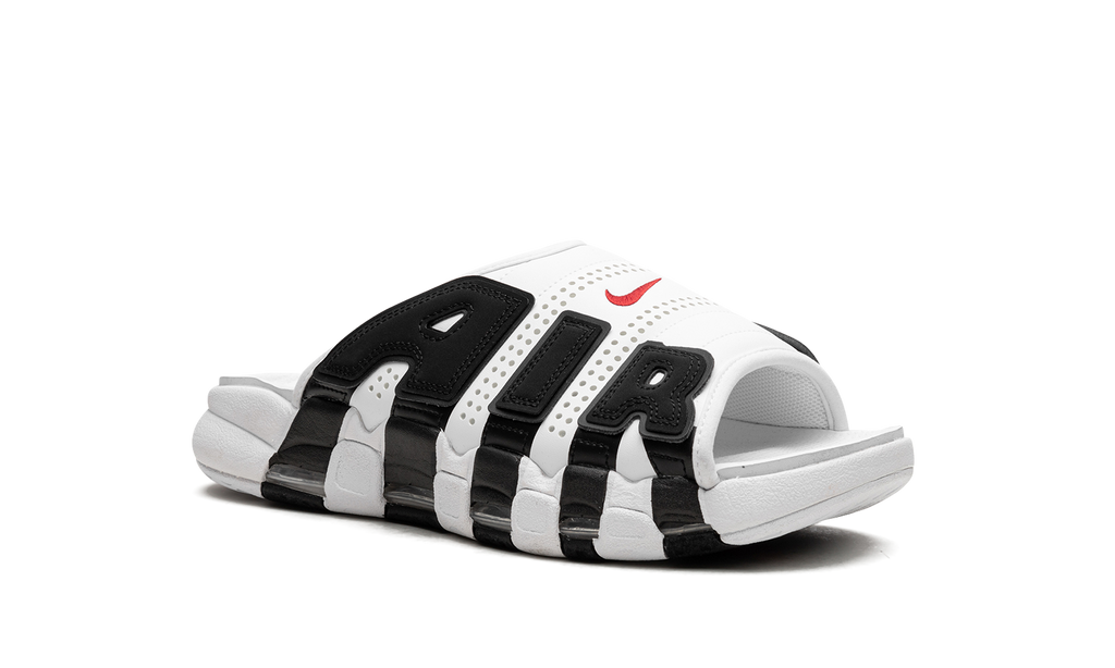"White Black Red" Air More Uptempo Slide NA FB7815 100 - product image from the listing.