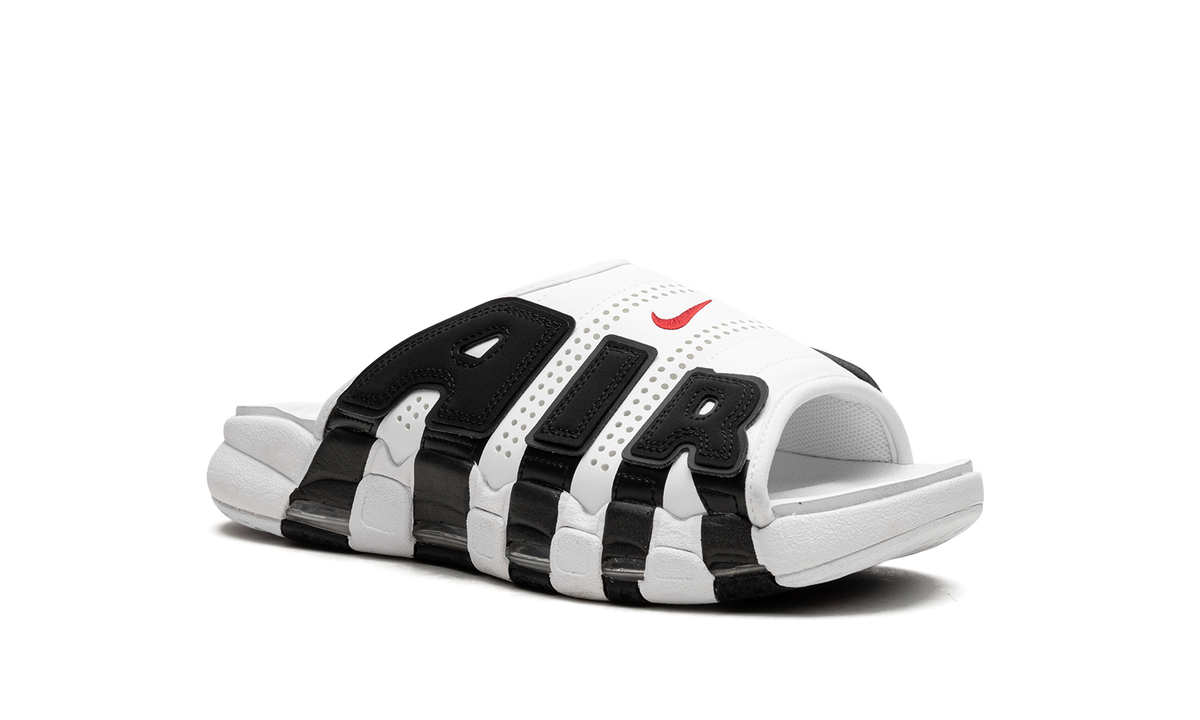 "White Black Red" Air More Uptempo Slide NA FB7815 100 - product image from the listing.