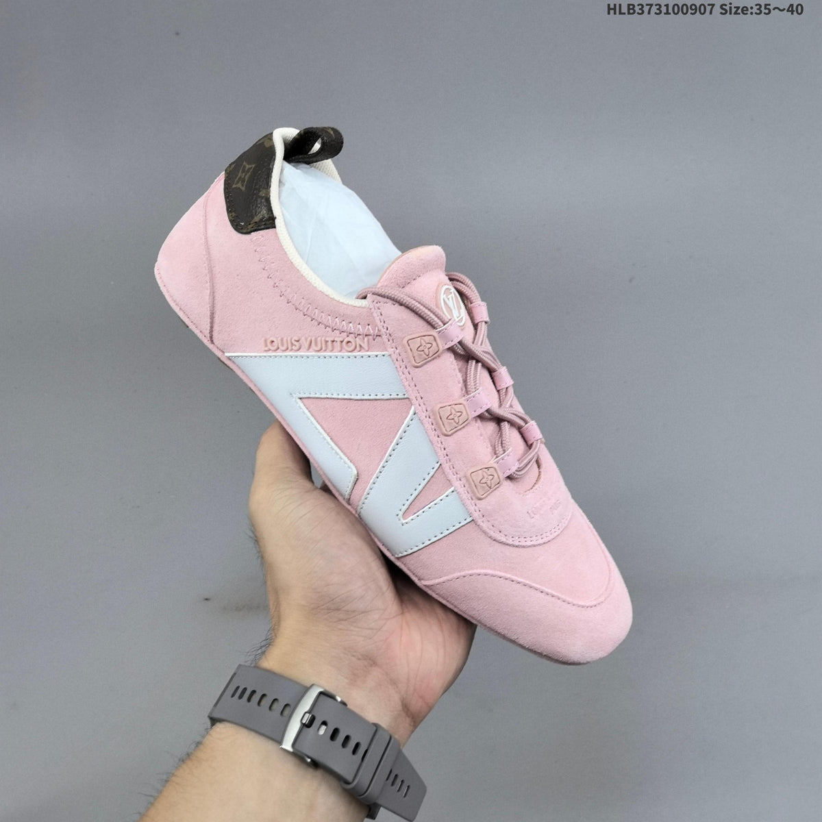 Louis Vuitton Sneakerina Pink Low-Cut Lace-Up Sneakers - product image from the listing.