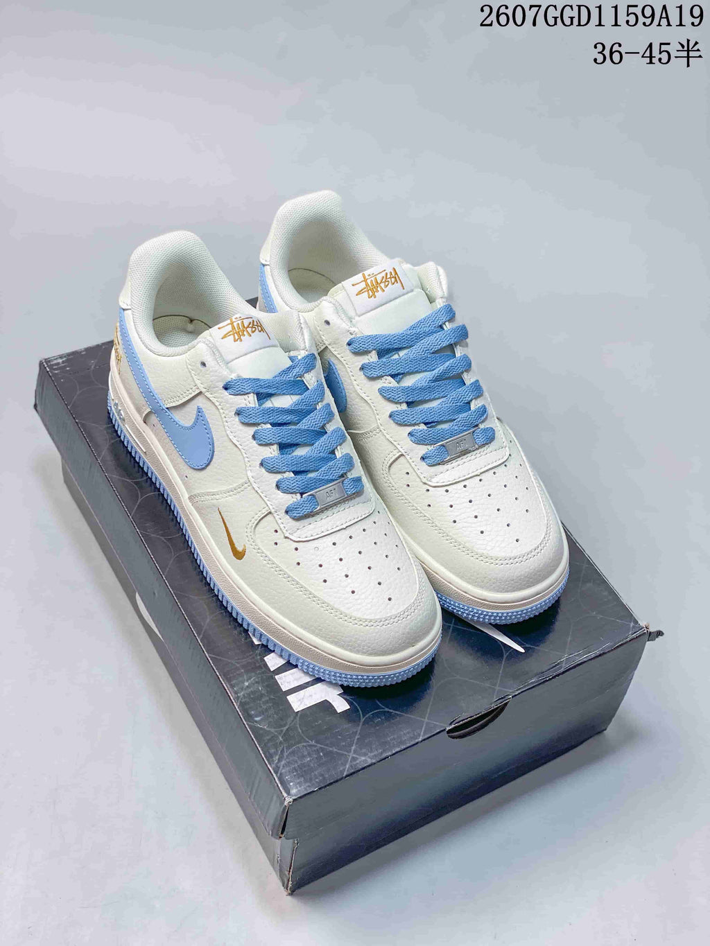 Nike Air Force 1 '07 Low Sneakers in White Light Blue - product image from the listing.