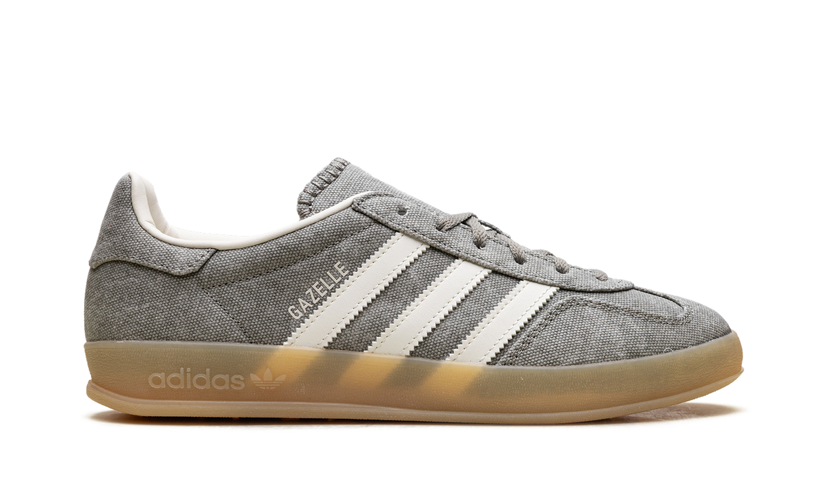 Women's Gazelle Indoor "Silver Pebble Off White Canvas" IH7033 - product image from the listing.