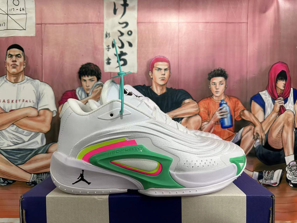 Jordan Luka 4 Basketball Shoes in White Green - product image from the listing.