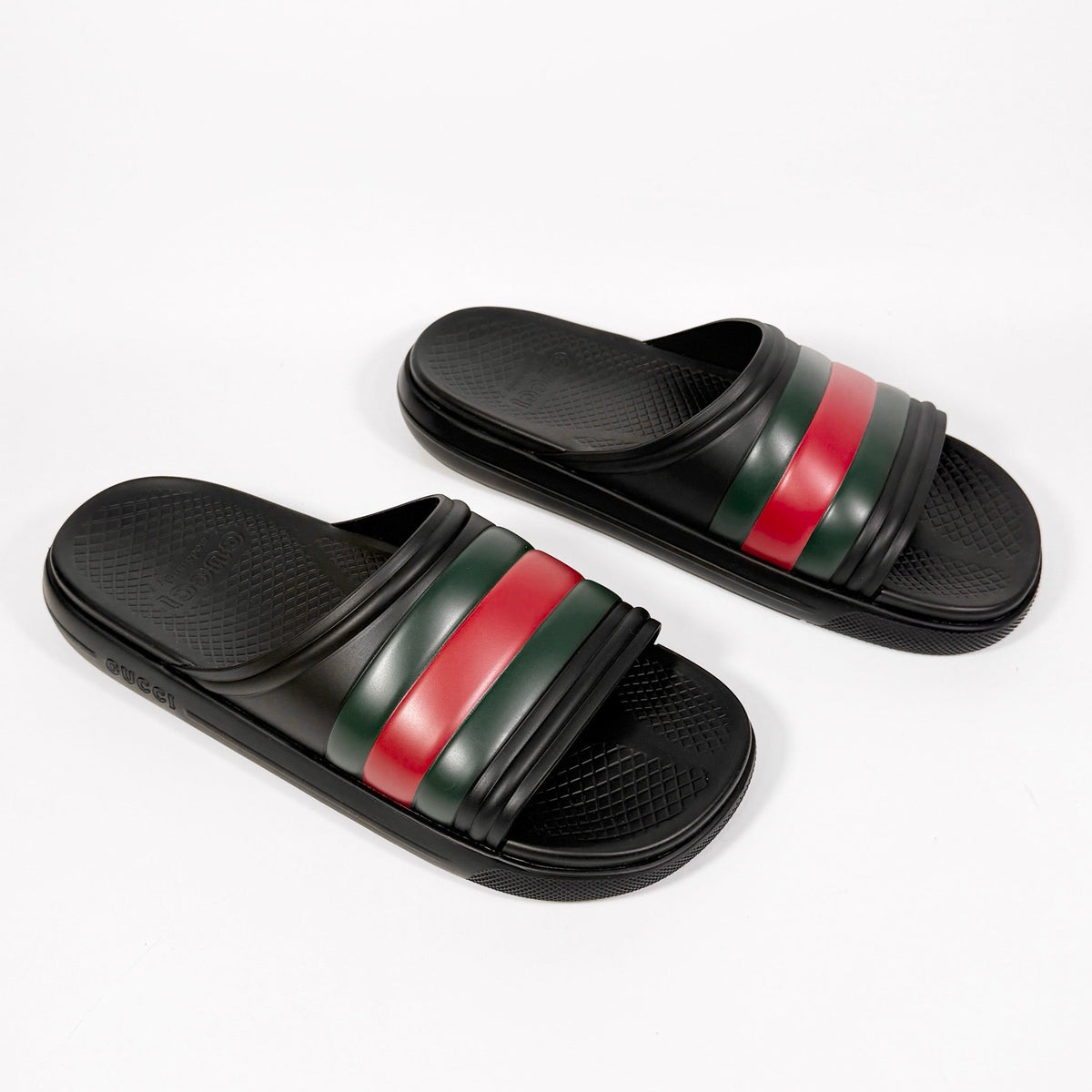 Men's Gucci Web Rubber Pool Slide - 9.5 - product image from the listing.
