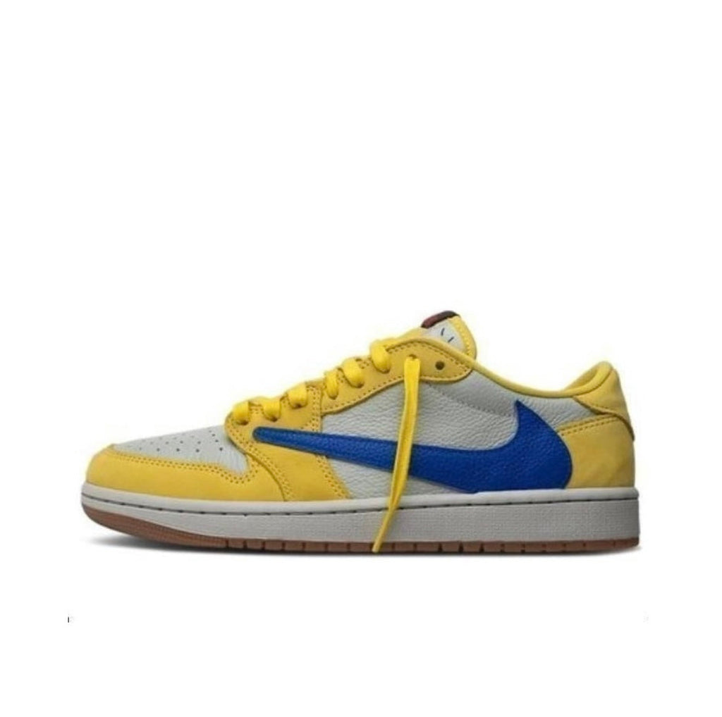 Jordan 1 Low Sneakers in Canary Yellow and Blue DZ4137-700 - product image from the listing.