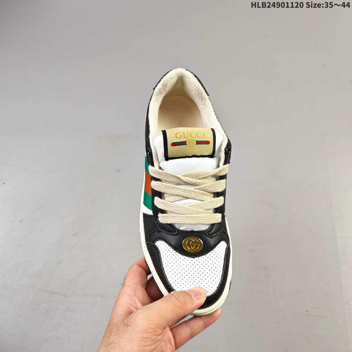 Black and White Gucci Screener Low-Top Sneakers - product image from the listing.