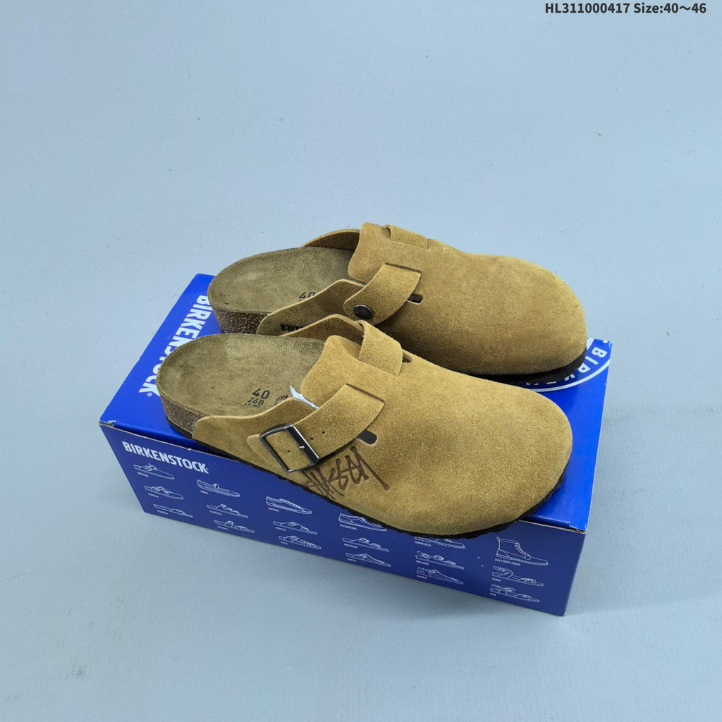 Suede Birkenstock Boston Clog-Style Sandals - product image from the listing.