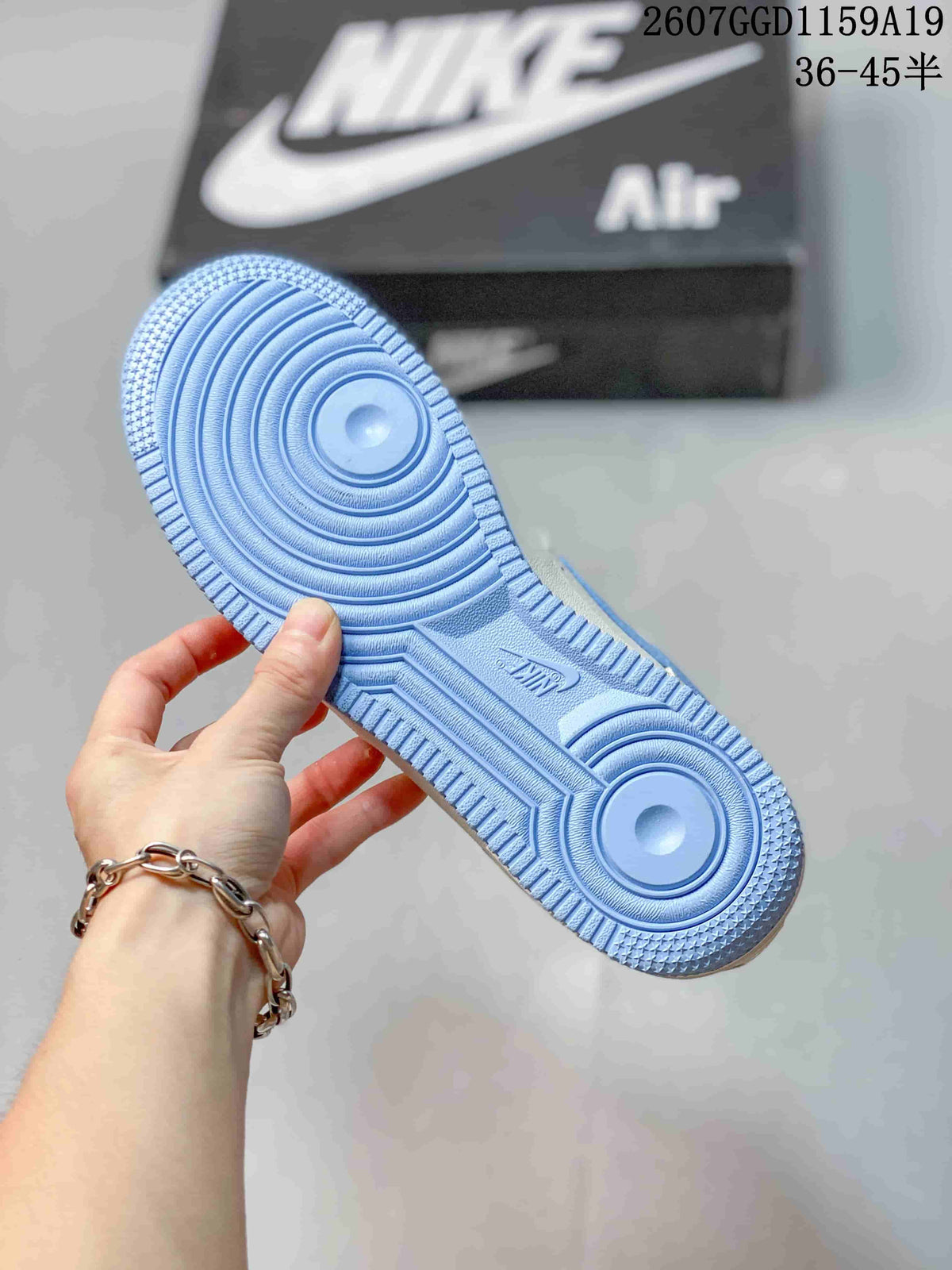 Nike Air Force 1 '07 Low Sneakers in White Light Blue - product image from the listing.