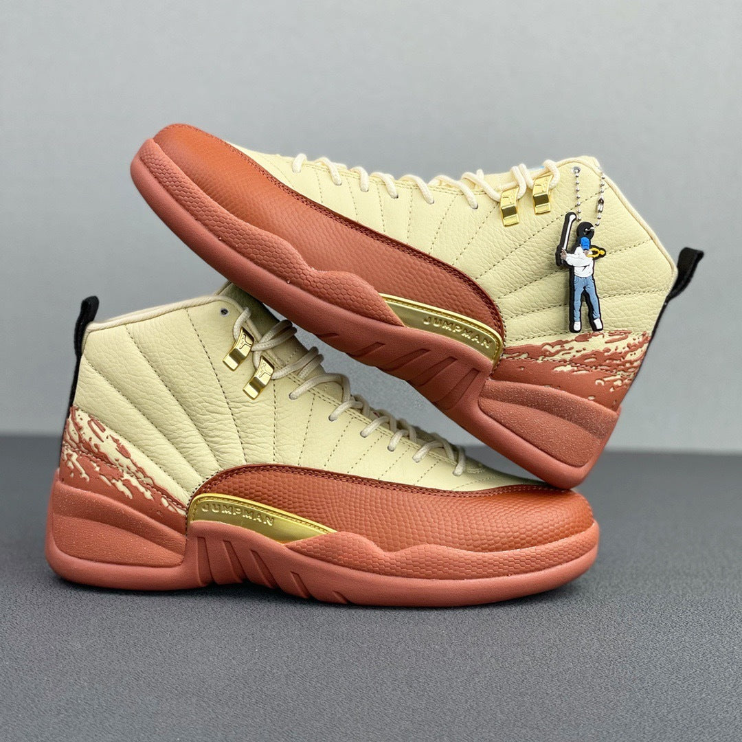 Jordan 12 Retro Eastside Golf Sneakers in Cream Brown DV1758-108 - product image from the listing.