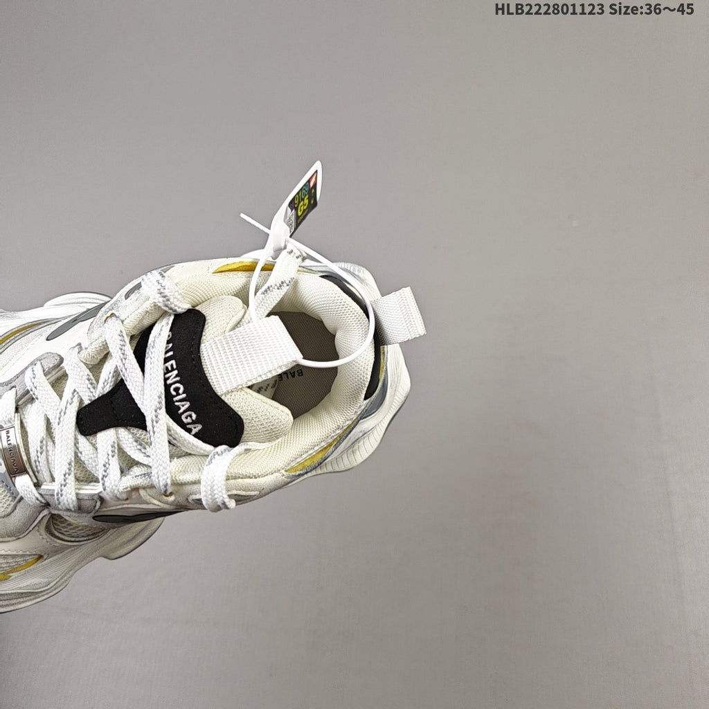 Balenciaga Monday Low-Top Sneakers in White, in Gray and Yellow - product image from the listing.