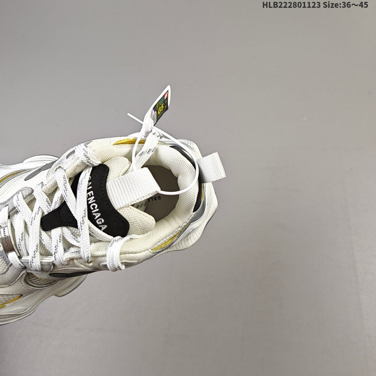 Balenciaga Monday Low-Top Sneakers in White, in Gray and Yellow - product image from the listing.