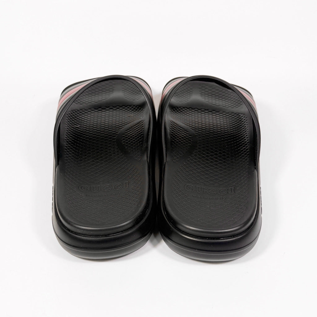Men's Gucci Web Rubber Pool Slide - 9.5 - product image from the listing.