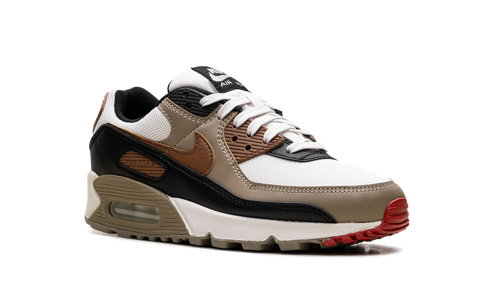 Women's Air Max 90 "Phantom Black Fire Red Light British Tan" DH8010 005 - product image from the listing.