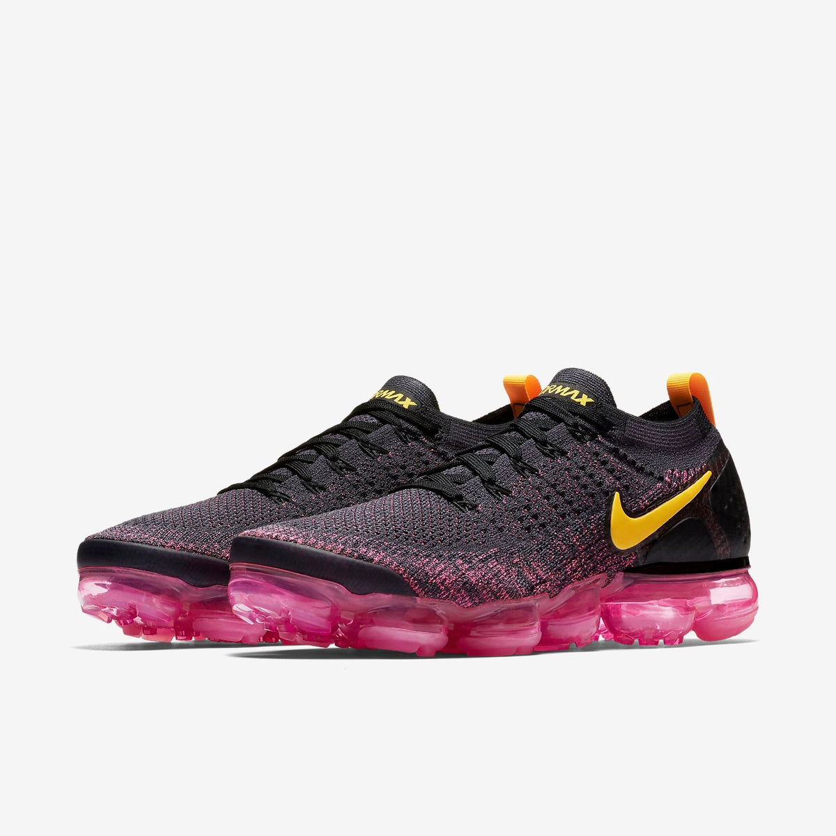 Nike Air VaporMax Flyknit 2 Running Shoes in Black Yellow - product image from the listing.