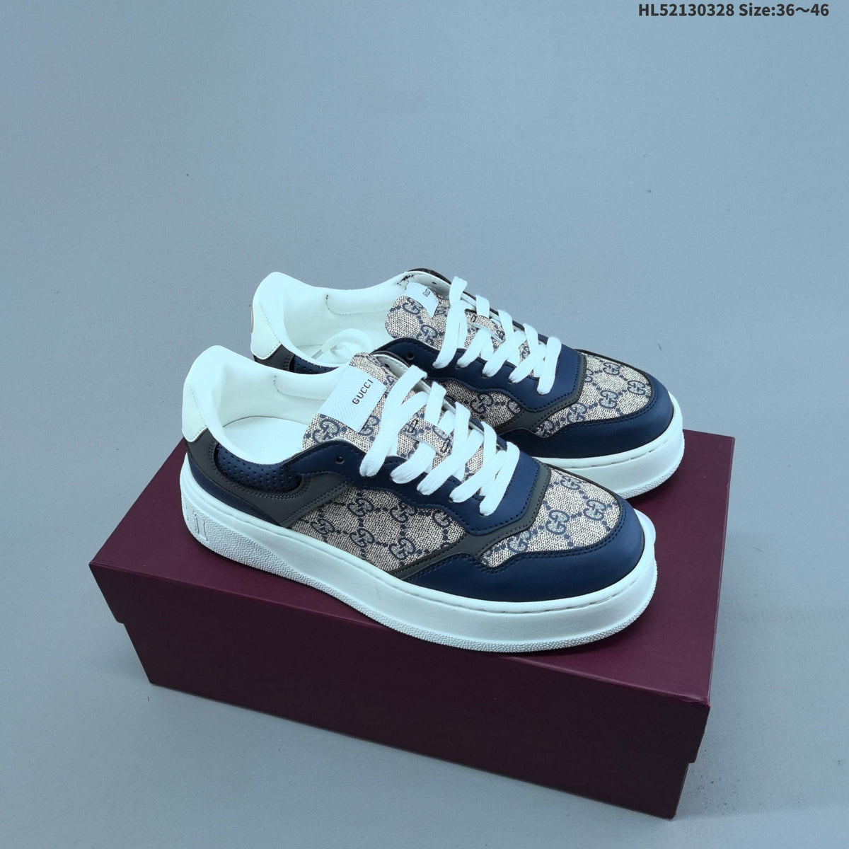 Gucci Low-Cut Platform Sneakers, Style HL52130328 - product image from the listing.