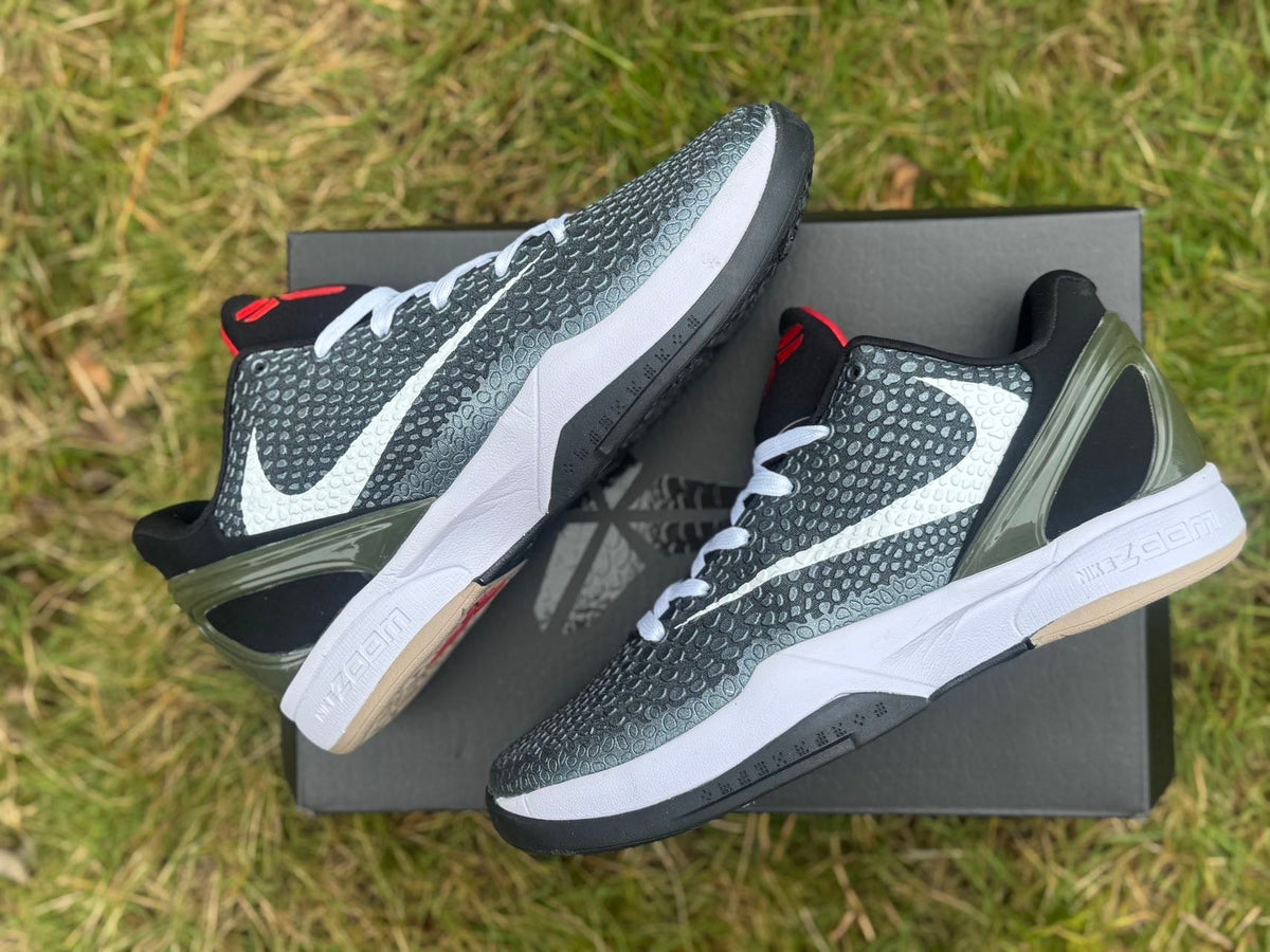 Nike Kobe 6 Basketball Shoes in Black White Red - product image from the listing.