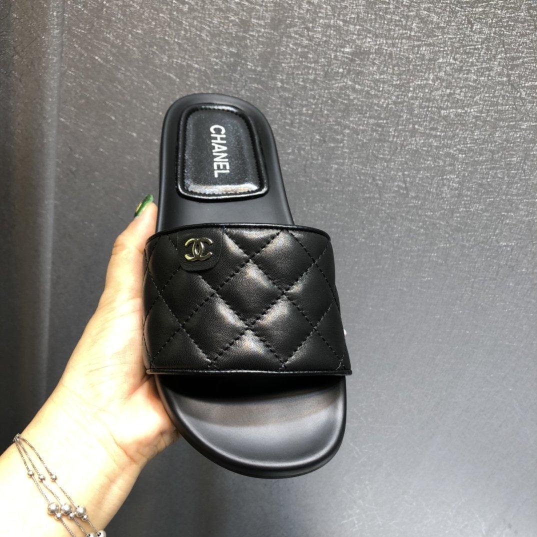 Chanel quilted slides in Black - product image from the listing.