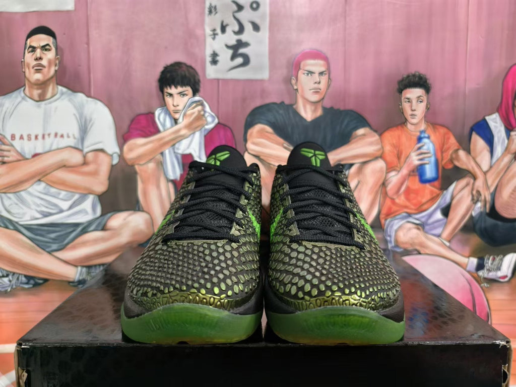 Nike Kobe 6 Protro Sneakers Basketball Shoes in Black Green - product image from the listing.