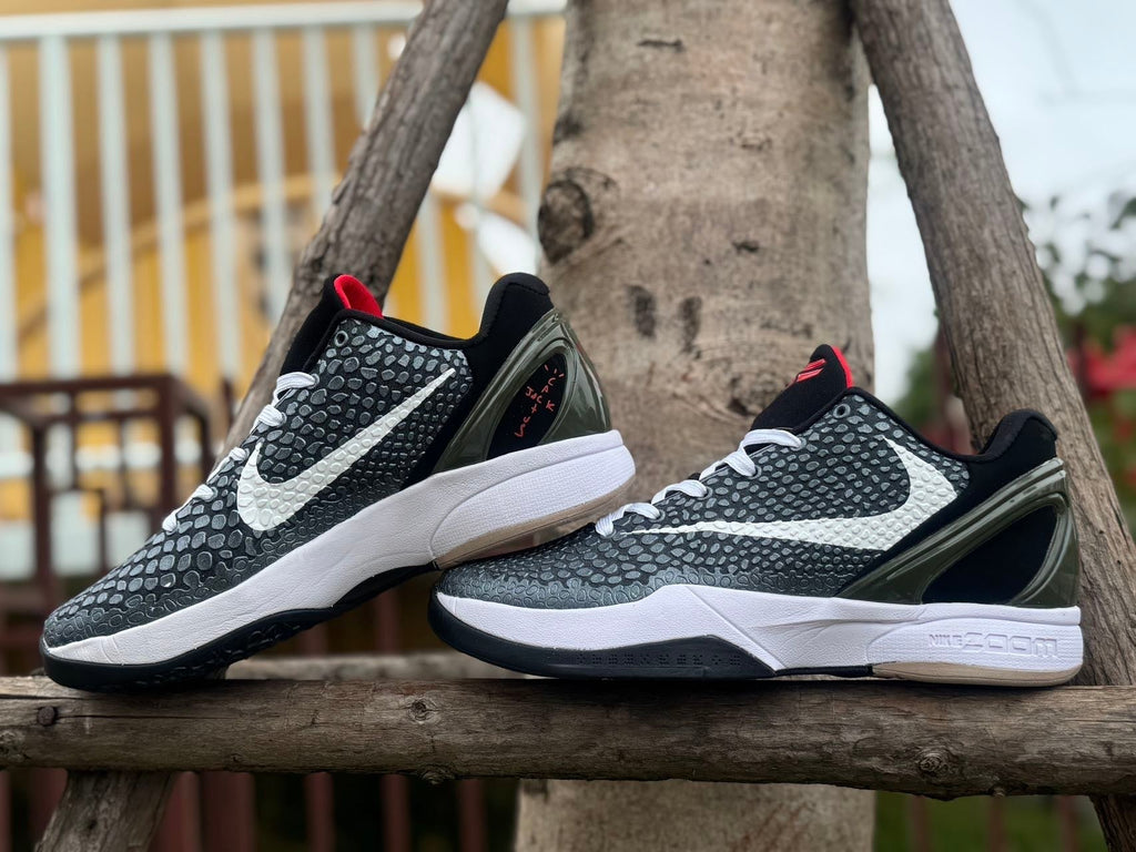 Nike Kobe 6 Basketball Shoes in Black White Red - product image from the listing.