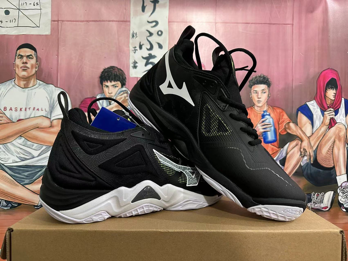Mizuno Wave Momentum 3 Volleyball Footwear, Black/White - product image from the listing.