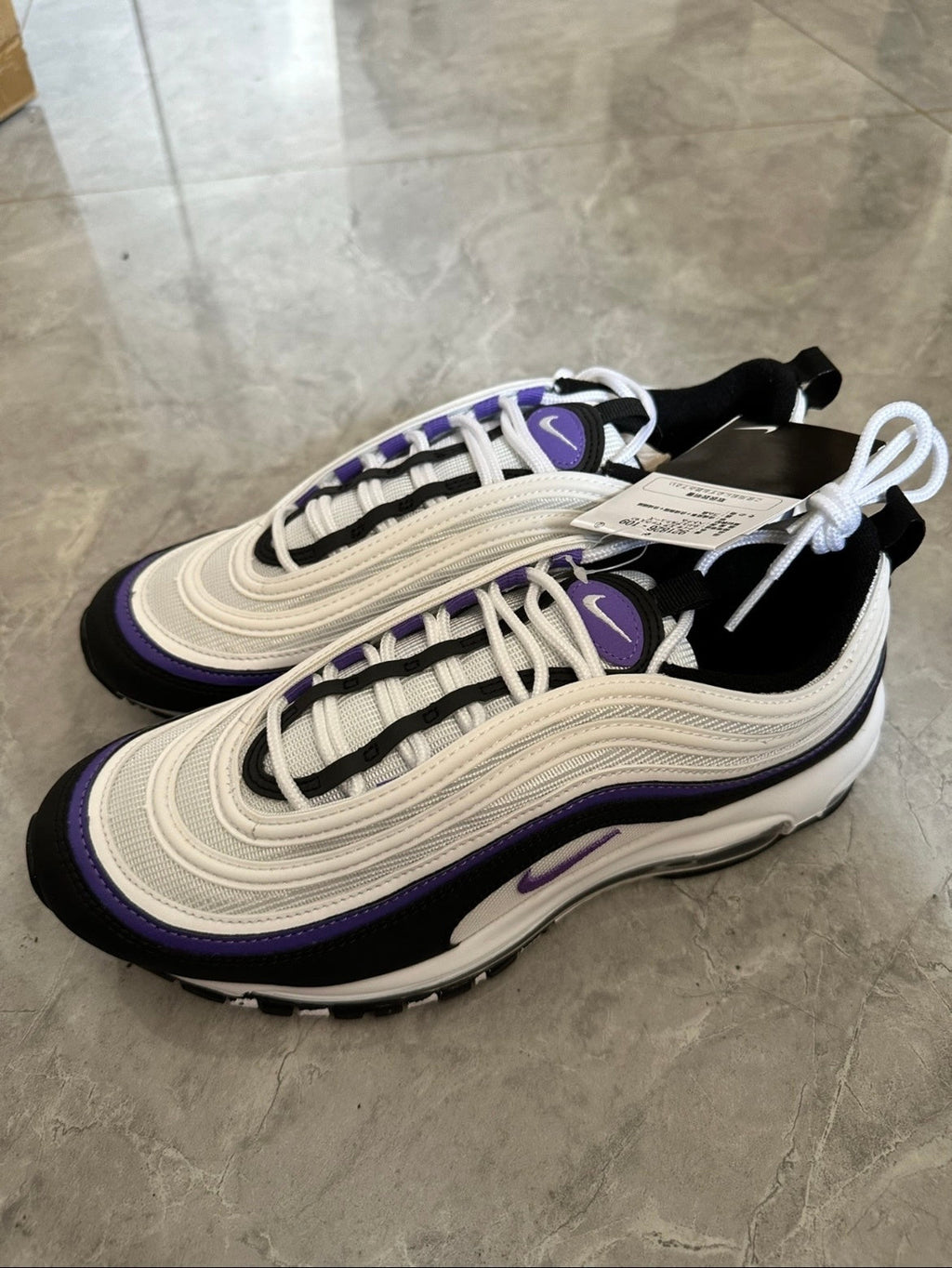 Nike Air Max 97 Sneakers in Black White Purple 921826-109 - product image from the listing.