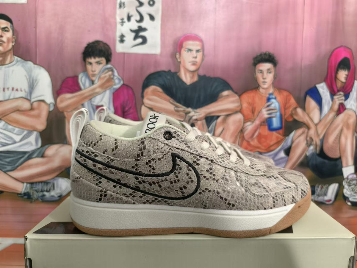 Nike Book 1 Gray Snakeskin-Pattern Trainers - product image from the listing.