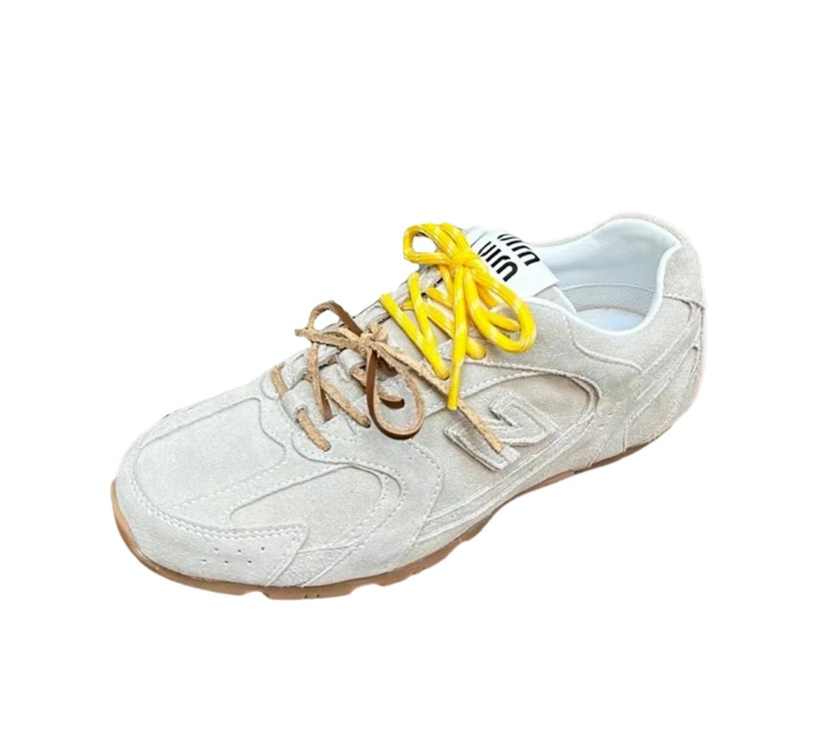 Light Gray Miu Miu Suede Low-Top Sneakers - product image from the listing.