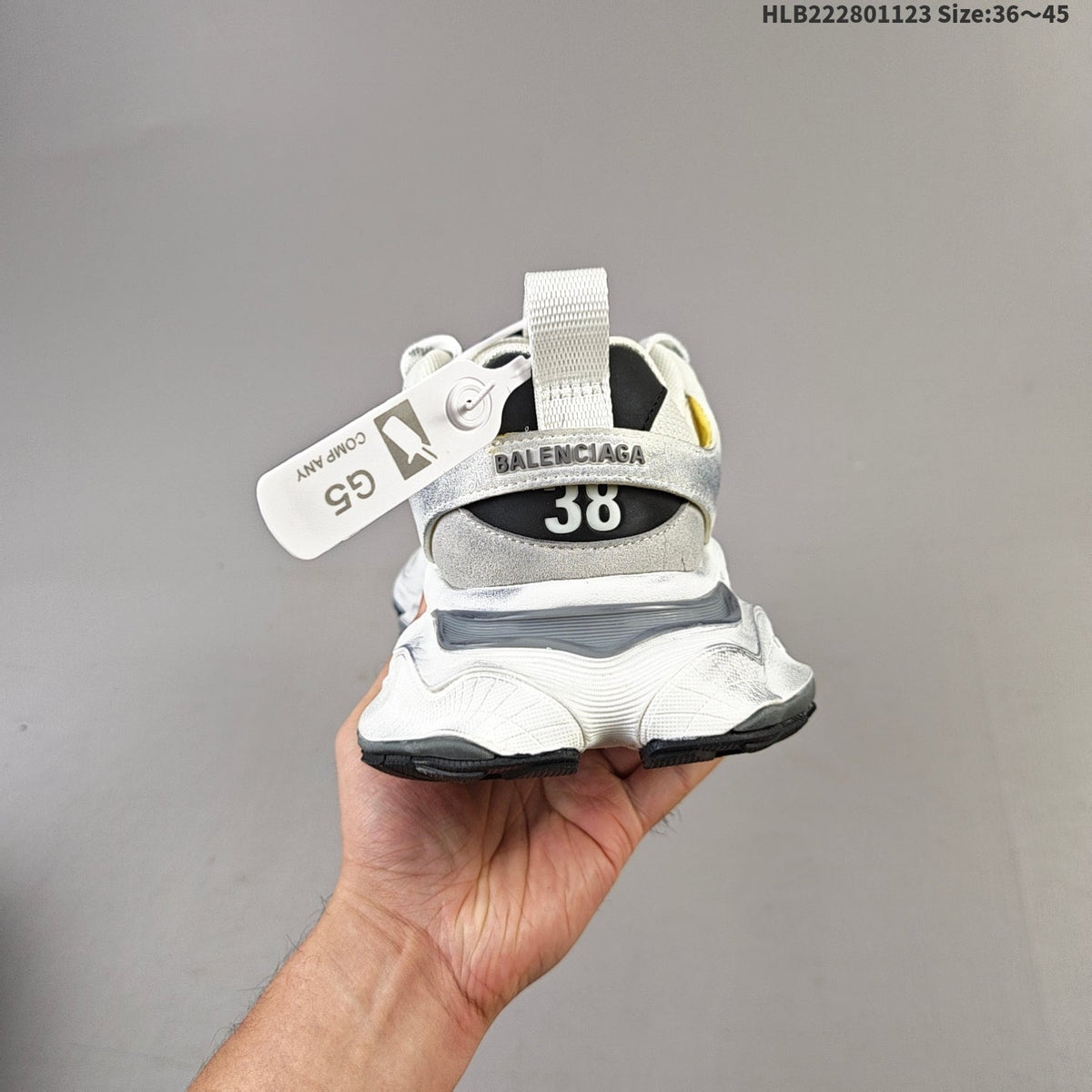 Balenciaga Monday Low-Top Sneakers in White, in Gray and Yellow - product image from the listing.