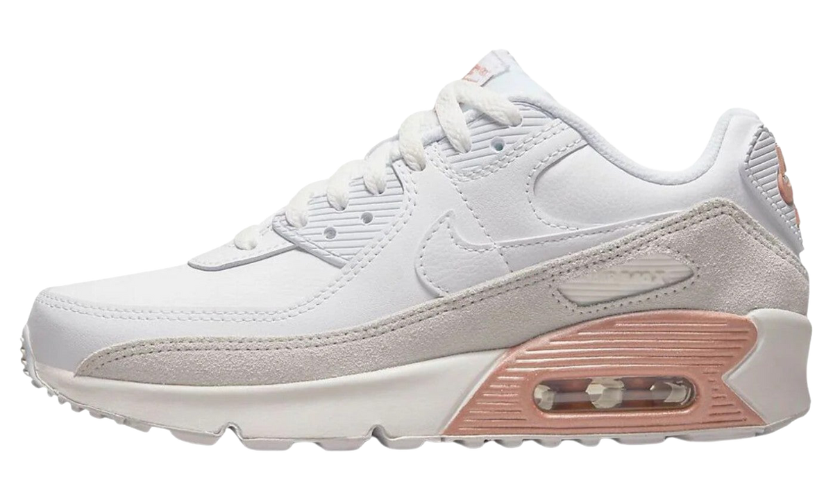 "White Metallic Red Bronze" Air Max 90 Leather GS CD6864 117 - product image from the listing.