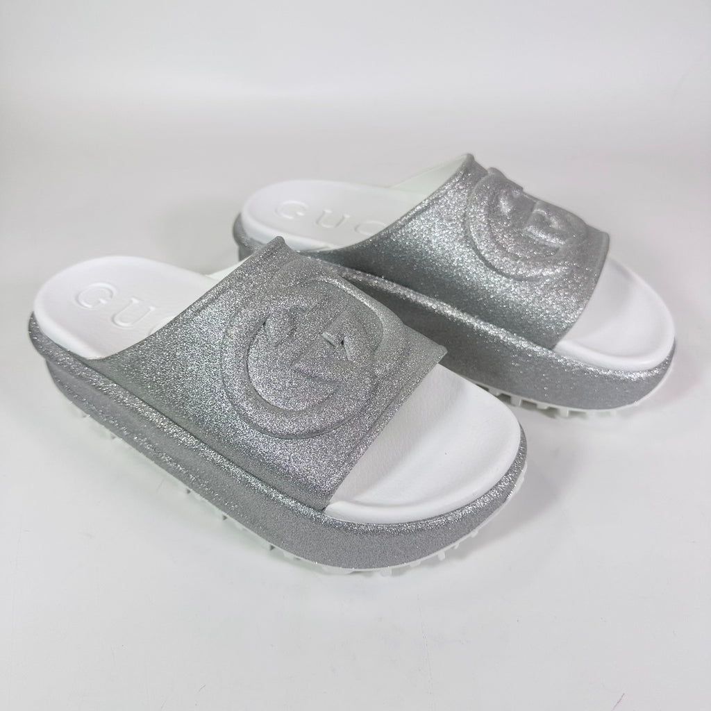 Women's Gucci Interlocking G Platform Glitter Slide Sandal - 10 - product image from the listing.