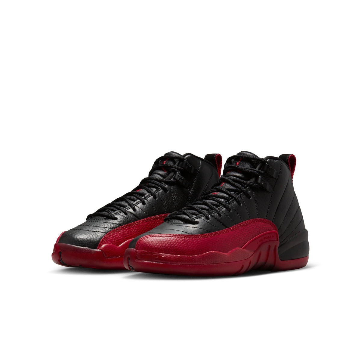 "Flu Game" Big Kids Air Jordan 12 Retro BLACK/VARSITY RED - product image from the listing.