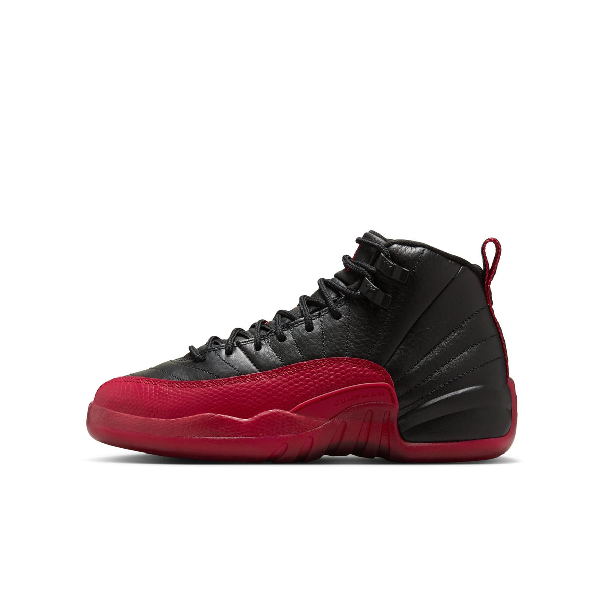 "Flu Game" Big Kids Air Jordan 12 Retro BLACK/VARSITY RED - product image from the listing.