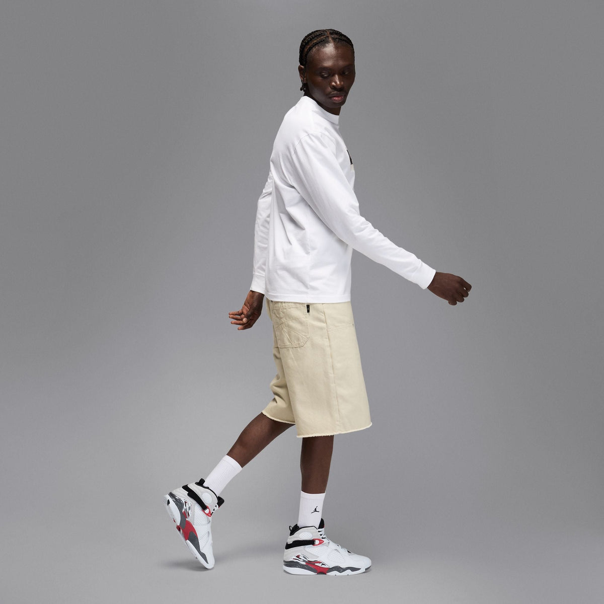 Air Jordan 8 Retro "White and True Red" - WHITE/BLACK-TRUE RED for Men - product image from the listing.