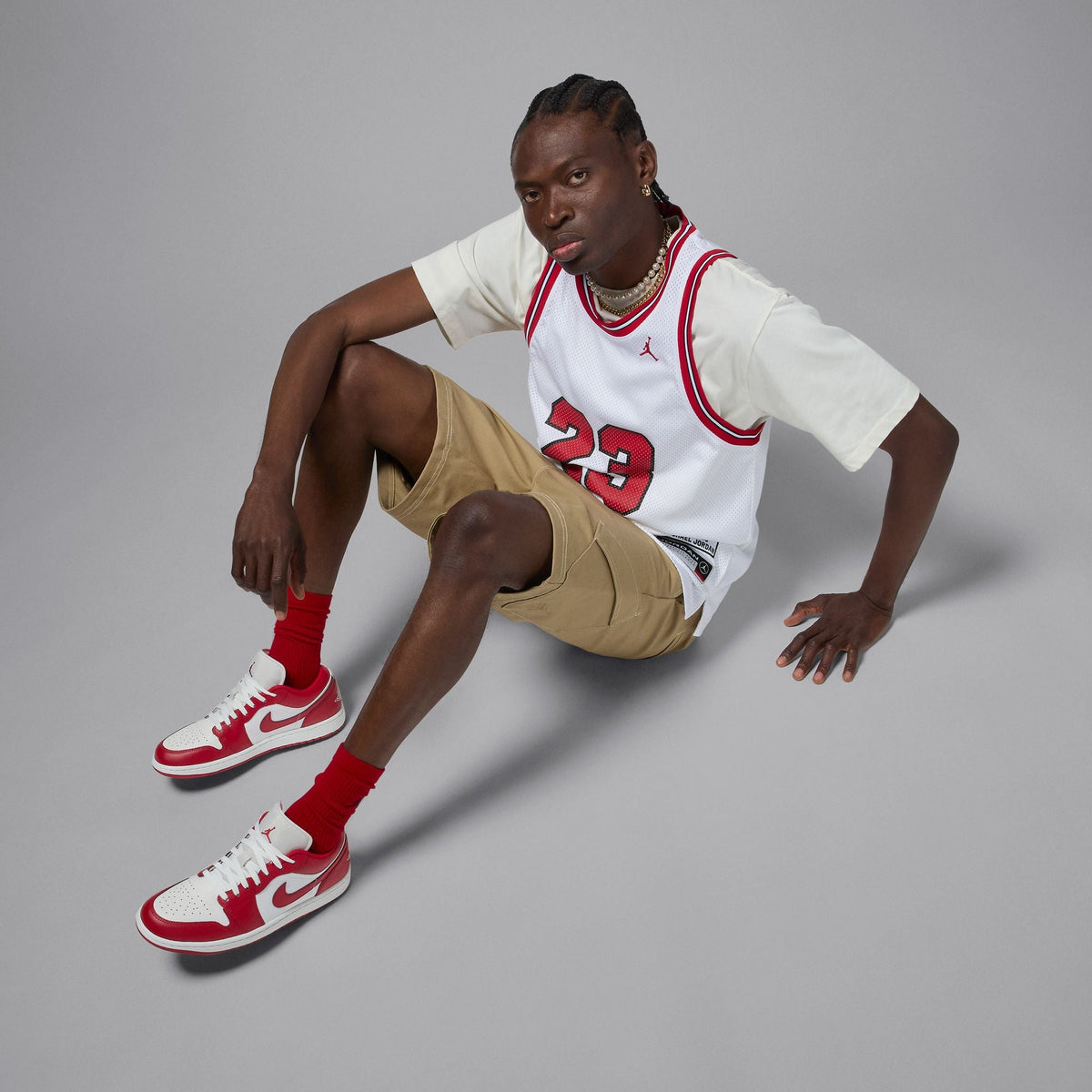 Air Jordan 1 Low - SUMMIT WHITE/VARSITY RED-SUMMIT WHITE for Men - product image from the listing.