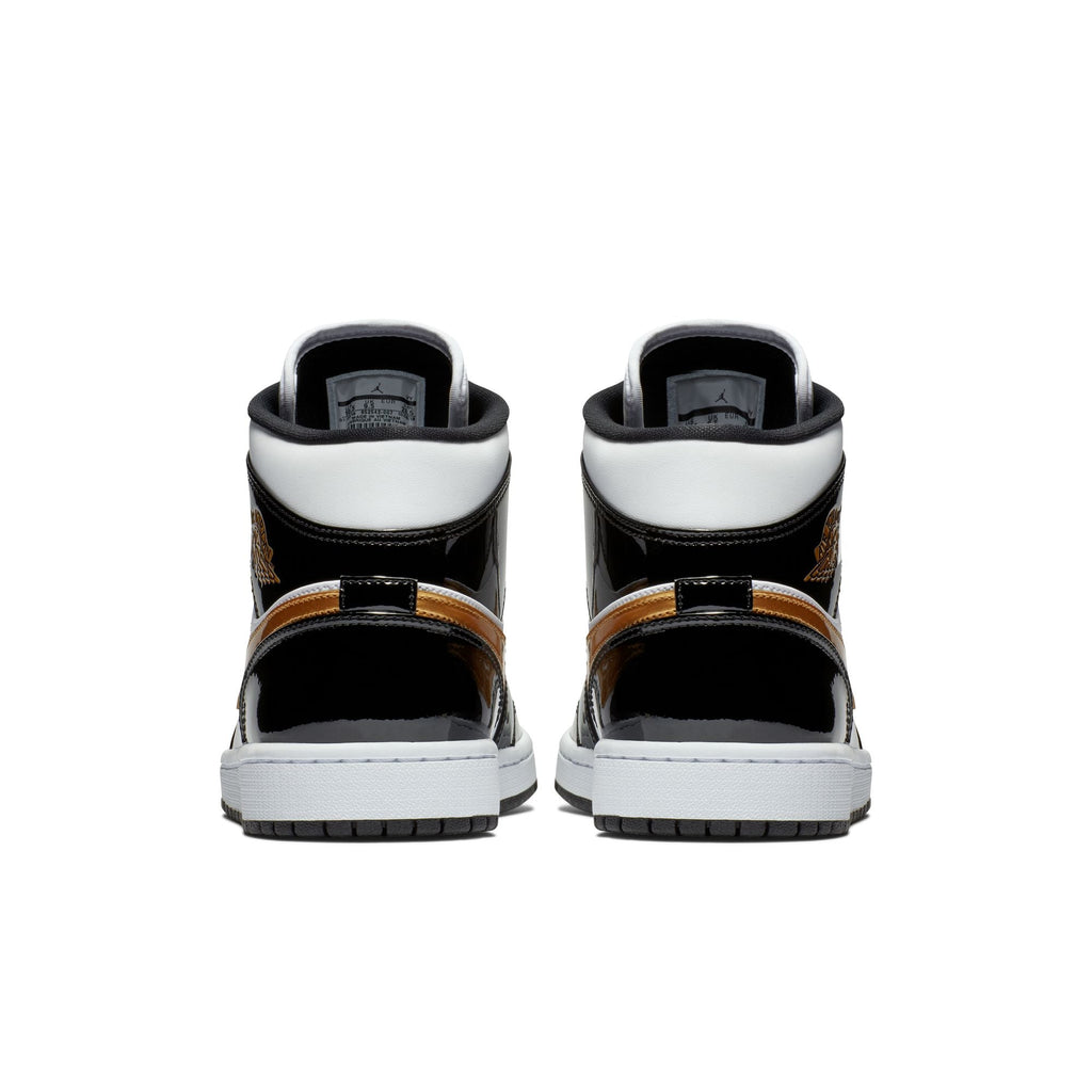 Air Jordan 1 Mid- BLACK/METALLIC GOLD-WHITE for Men - product image from the listing.