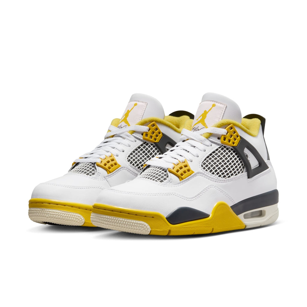 Air Jordan 4 Retro - WHITE/COCONUT MILK-VIVID SULFUR for Women - product image from the listing.