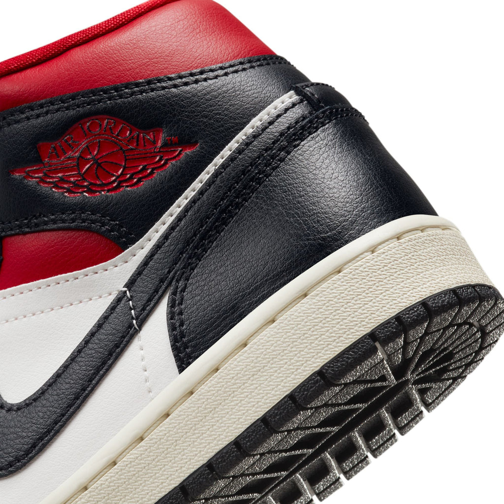 Air Jordan 1 Mid - BLACK/GYM RED-SAIL for Women - product image from the listing.