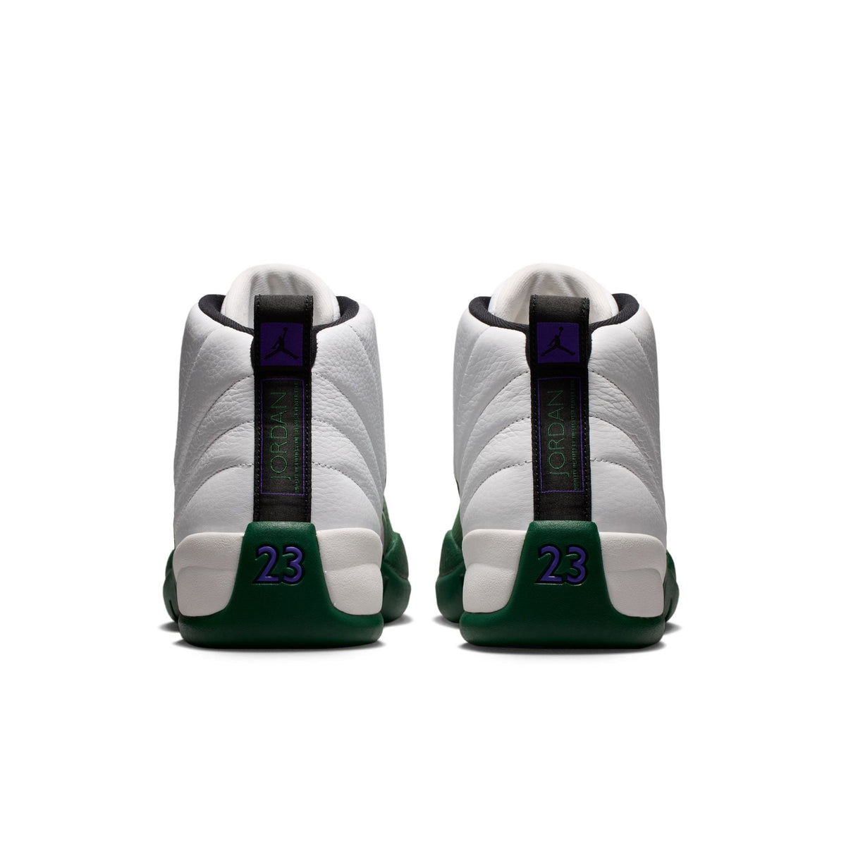 Air Jordan 12 Retro "Idols Become Rivals" - SUMMIT WHITE/GORGE GREEN-FIERCE PURPLE for Men - product image from the listing.