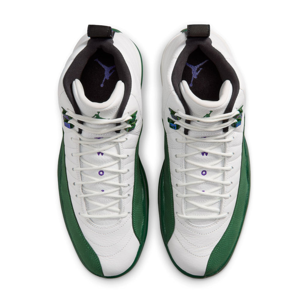 Air Jordan 12 Retro "Idols Become Rivals" - SUMMIT WHITE/GORGE GREEN-FIERCE PURPLE for Men - product image from the listing.