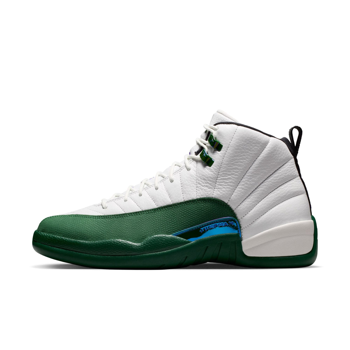 Air Jordan 12 Retro "Idols Become Rivals" - SUMMIT WHITE/GORGE GREEN-FIERCE PURPLE for Men - product image from the listing.