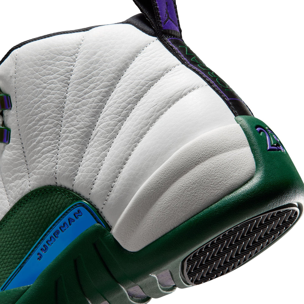 Air Jordan 12 Retro "Idols Become Rivals" - SUMMIT WHITE/GORGE GREEN-FIERCE PURPLE for Men - product image from the listing.