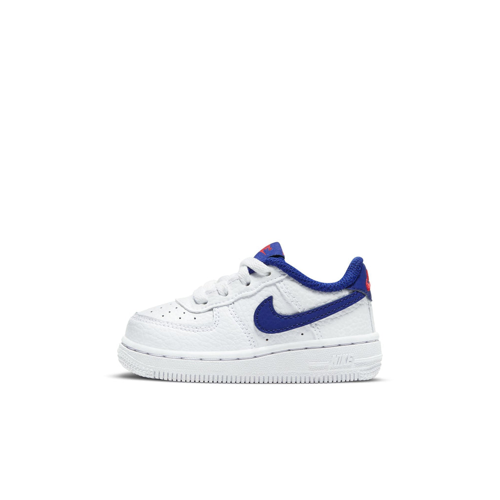 Nike Force 1 (TD) in WHITE/DEEP ROYAL BLUE-UNIVERSITY RED - product image from the listing.