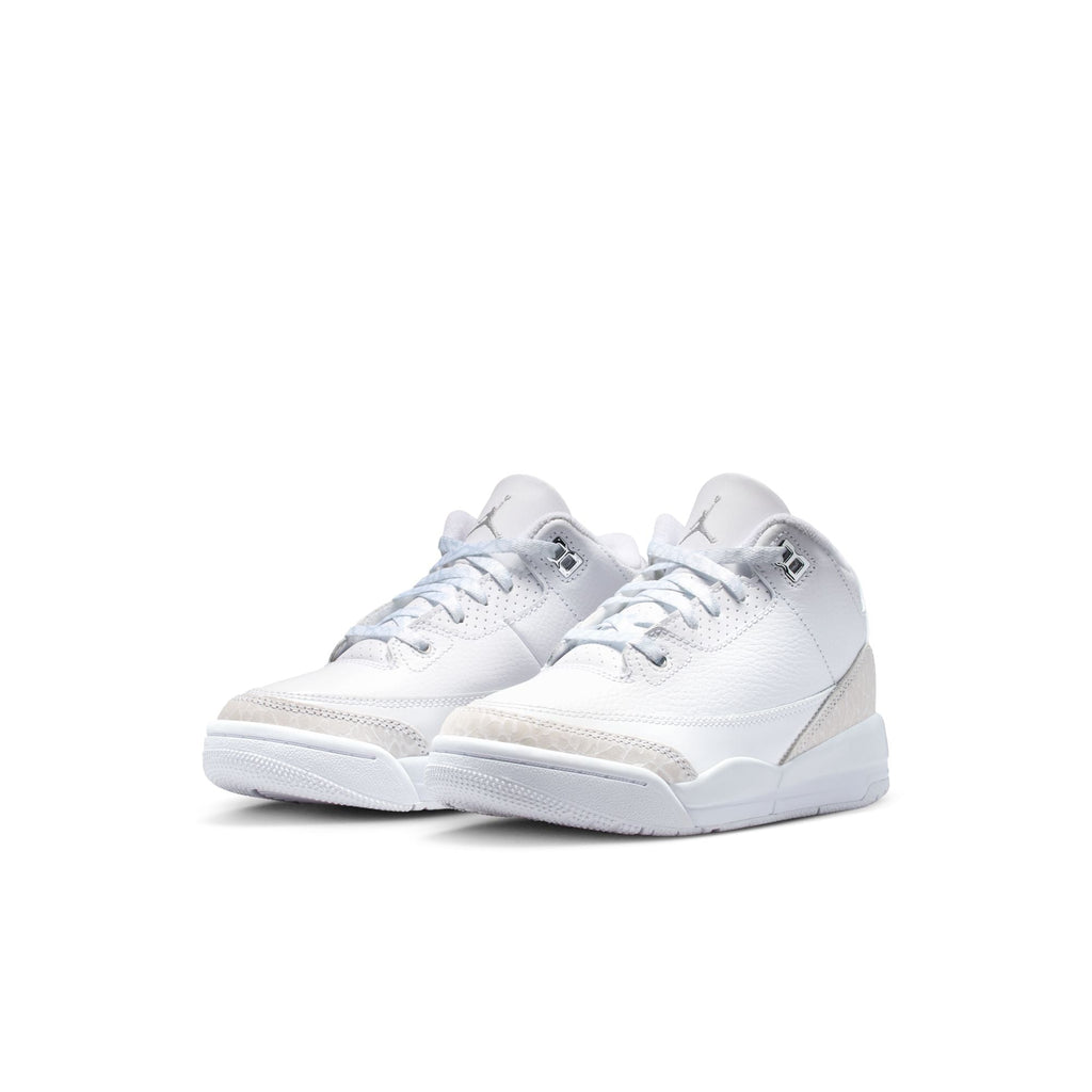 "Pure Money" Jordan 3 Retro PS - WHITE/METALLIC SILVER-WHITE - product image from the listing.