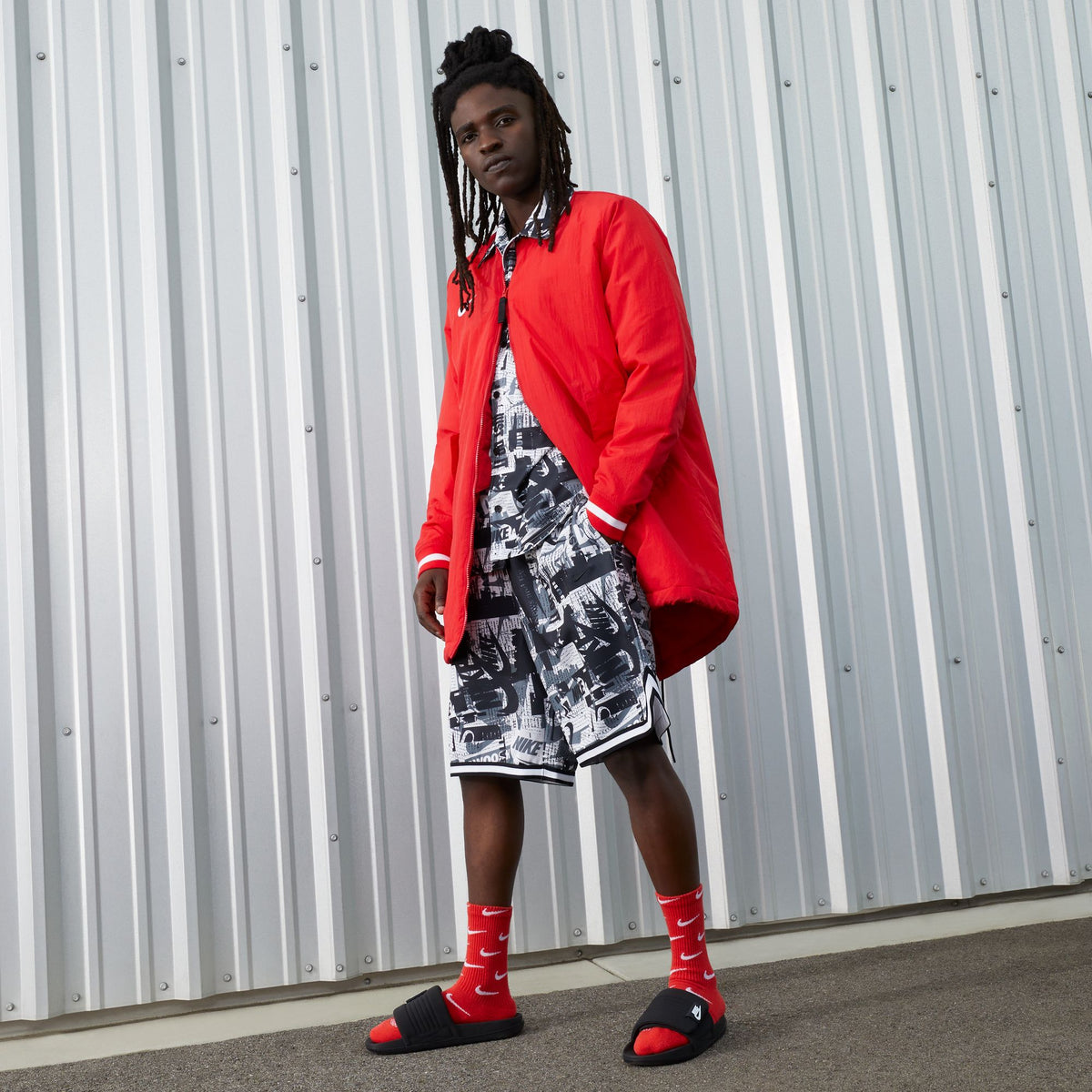 Men's Nike Offcourt Adjust Slides - Black - product image from the listing.