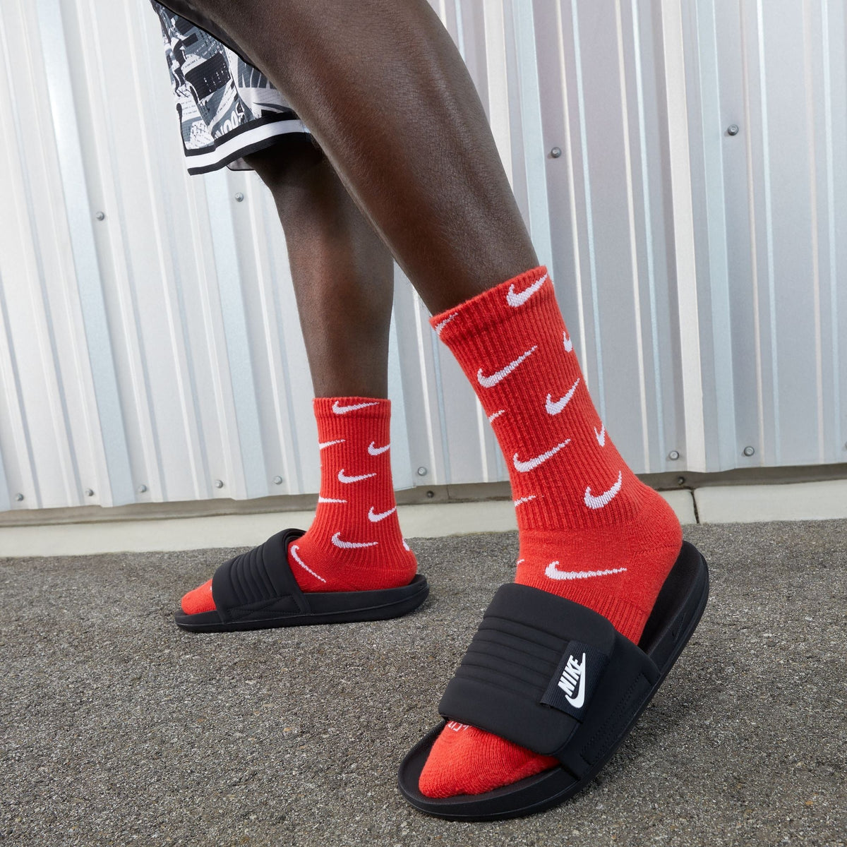 Men's Nike Offcourt Adjust Slides - Black - product image from the listing.