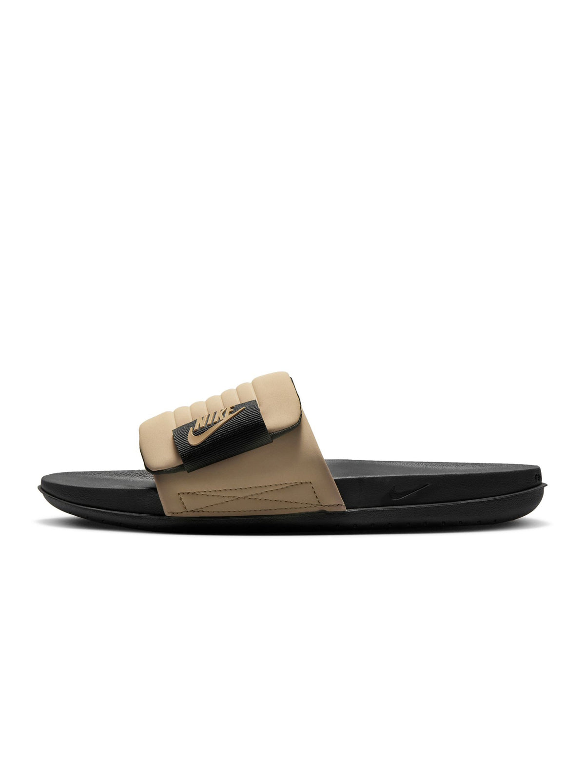 Men's Nike Offcourt Adjust Slides - Black/Khaki - product image from the listing.