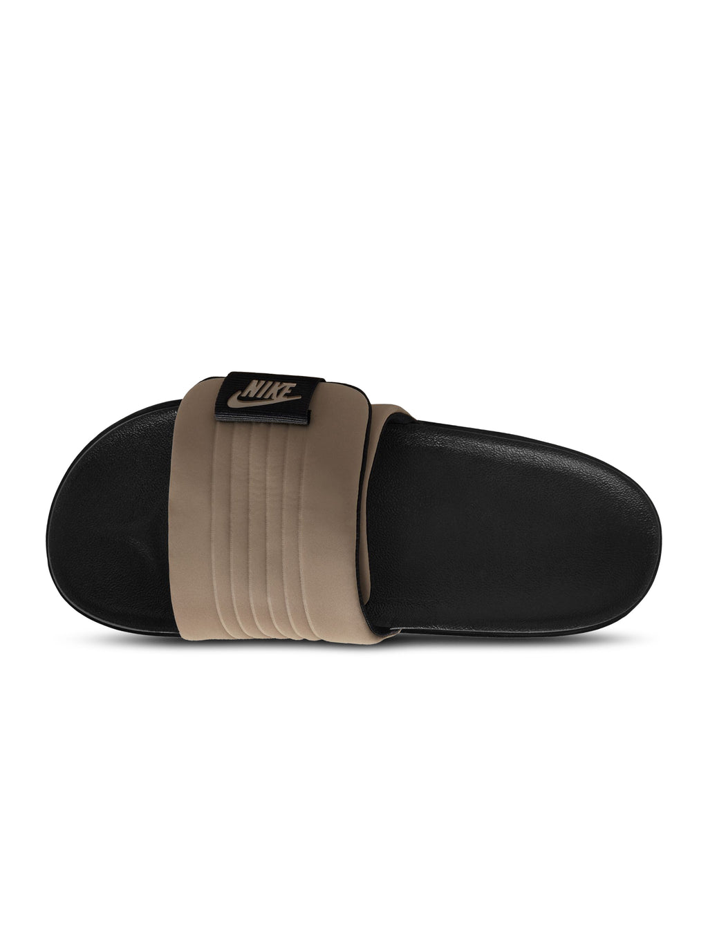 Men's Nike Offcourt Adjust Slides - Black/Khaki - product image from the listing.