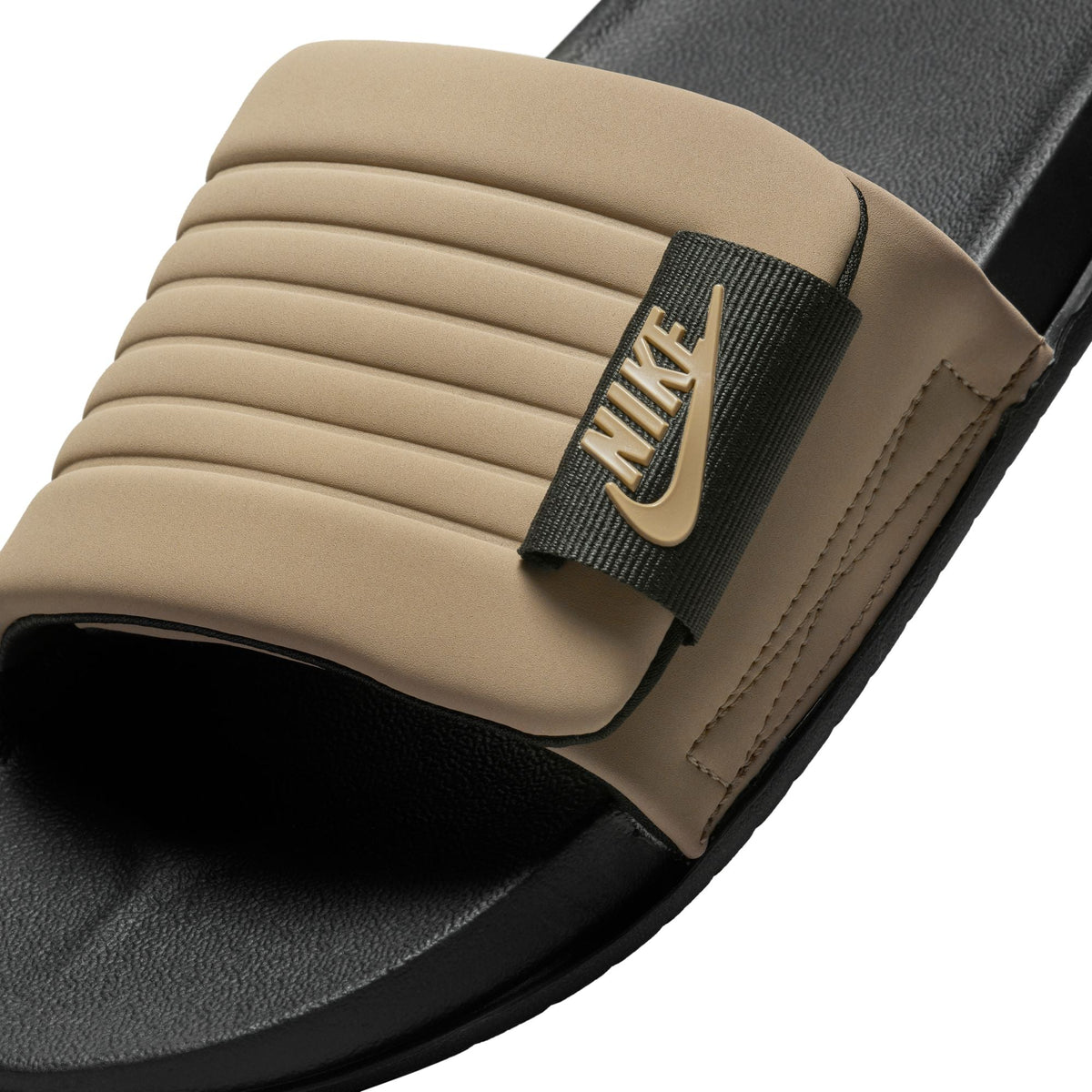 Men's Nike Offcourt Adjust Slides - Black/Khaki - product image from the listing.